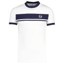Sergio Tacchini Master Retro Tennis T-shirt in White and Maritime Blue