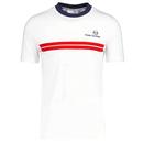 Sergio Tacchini New Supermac Retro Stripe T-shirt in White and Adrenaline Rush Red