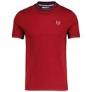 Sergio Tacchini Rainer Retro 1970s Tipped T-shirt in Sundried Tomato