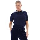 Sergio Tacchini Women's Reggi Pointelle Knit Polo in Maritime Blue model photo front