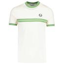 Sergio Tacchini Supermac Retro 80s Chest Stripe Tennis T-shirt in Pearled Ivory