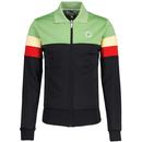 Sergio Tacchini Tomme Retro 70s Sleeve Stripe Panel Track Top in Black and Jade Green
