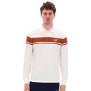 Sergio Tacchini Young Line Long Sleeve Polo in Gardenia/Mocha STM29511 1082