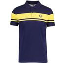 Sergio Tacchini Young Line Stripe Pique Polo Shirt in Maritime Blue and Lemon Drop