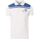 sergio tacchini mens new young line pique polo tshirt white palace blue