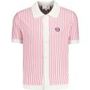 sergio tacchini mens abramo vertical stripes button through knit polo tshirt ivory rose pink