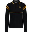 sergio tacchini mens cambio contrast details long sleeve polo neck top black yellow