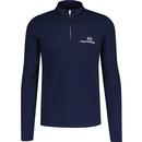 sergio tacchini mens daytone retro high zip neck long sleeve  top dark marine blue