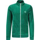 sergio tacchini mens eddie retro contrast details velour zip track jacket emerald green