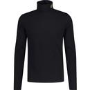 sergio tacchini mens edward retro plain colour jersey roll neck top black