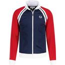 sergio tacchini mens ghibli 80s colour block funnel neck zip track top maritime blue