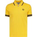 sergio tacchini mens iceberg cuff stripe 1/4 zip polo tshirt daffodil yellow