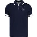 sergio tacchini mens iceberg cuff stripe 1/4 zip polo tshirt navy