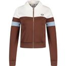 sergio tacchini womens miss tomme colour block retro zip track top rainforest cappuccino brown gardenia