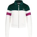 seegio tacchini womens miss tomme colour block retro zip track top rainforest green gardenia