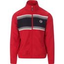 sergio tacchini mens paolo chest stripe panel zip track jacket red navy white