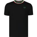 sergio tacchini rainer plain coloured tipped neck tshirt black
