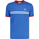 sergio tacchini mens supermac double chest stripe crew neck tshirt strong blue