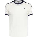 sergio tacchini mens hadow taped sleeve ringer neck tshirt gardenia navy