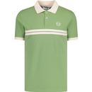 sergio tacchini mens young line chest stripe pique polo tshirt jade green ivory