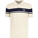 sergio tacchini mens young line chest stripe pique polo tshirt beige navy