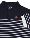 SKA & SOUL Mod Breton Stripe Knit Polo Shirt NAVY