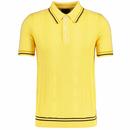 Ska & Soul 60s Mod Cable Knit Polo Top in Lemon SS2501