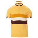 Ska & Soul Men's Retro Mod Stripe Knitted Cycling Top in Lemon