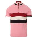 Ska & Soul Men's Retro Mod Stripe Knitted Cycling Top in Pink
