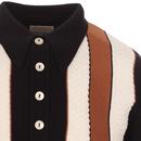 SKA & SOUL 60s Mod Texture Stripe LS Knit Polo (B)