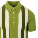 SKA & SOUL Mod Textured Stripe Knit Polo (Green)