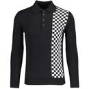 Ska And Soul Weller 2-Tone The Jam Checkerboard Knitted Polo Shirt in Black