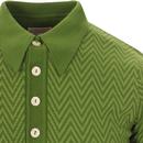 SKA & SOUL Mod Herringbone Knit Polo Shirt (Green)