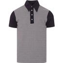 ska an soul mens dogtooth pattern front panel polo tshirt navy