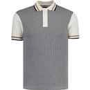 ska and soul mens dogtooth front panel tipped polo tshirt ecru