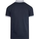 SKA & SOUL Mod Pin Stripe Trim Polo Shirt (Navy)