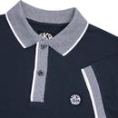 SKA & SOUL Mod Pin Stripe Trim Polo Shirt (Navy)