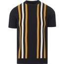 SKA & SOUL 60s Mod Stripe Knitted T-shirt (Navy)