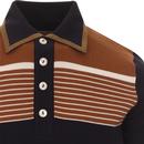 SKA & SOUL Mod Alcantara Stripe Knit Polo (Navy)