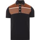 ska and soul mens contrast stripe chest panel knit polo tshirt navy