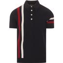 ska and soul mens racing stripe detail knitted polo tshirt navy
