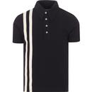 ska and soul mens contrast racing stripe tipped pique polo tshirt navy