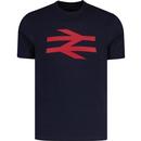 ska and soul albarn british rail double arrow logo crew neck tshirt navy