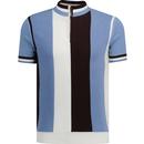 ska and soul mens mixed texture zip cycling short sleeve top chocolate blue