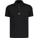 ska and soul mens retro 70s spearpoint collar jersey button down polo tshirt black