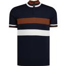 ska and soul mens chest stripe zip neck cycling top navy