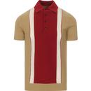 ska and soul mens textured stripes knitted polo tshirt sand red