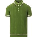 SKA & SOUL Mod Bold Tipped Cable Knit Polo (Green)