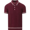ska and soul mens textured knit contrast twin tipped polo tshirt port