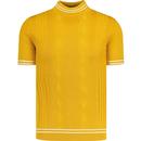 ska and soul mens pointelle knit tipped turtleneck tshirt mustard yellow